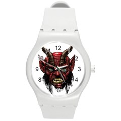 Krampus Devil Face Round Plastic Sport Watch (m)