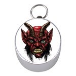 Krampus Devil Face Mini Silver Compasses Front