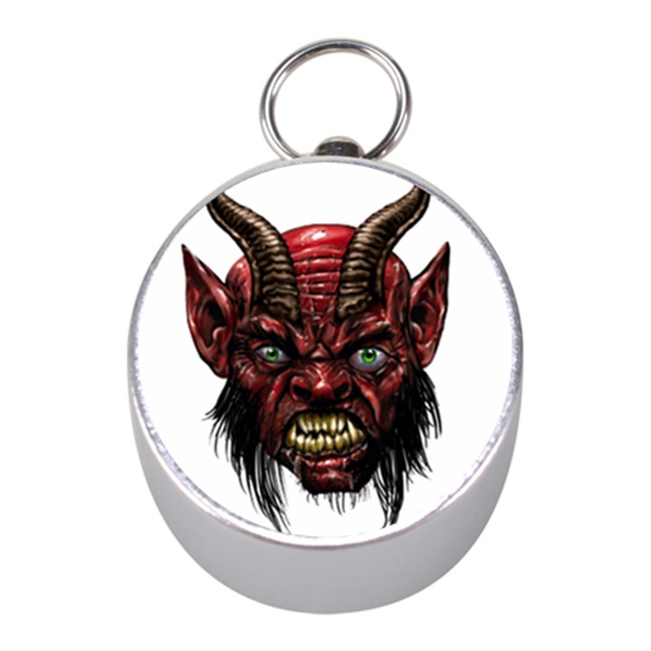 Krampus Devil Face Mini Silver Compasses