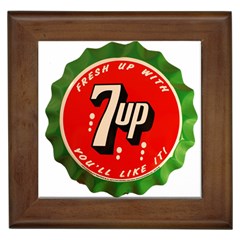 Fresh Up With  7 Up Bottle Cap Tin Metal Framed Tiles by Celenk