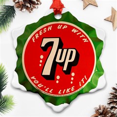 Fresh Up With  7 Up Bottle Cap Tin Metal Snowflake Ornament (two Sides) by Celenk