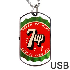 Fresh Up With  7 Up Bottle Cap Tin Metal Dog Tag Usb Flash (one Side) by Celenk