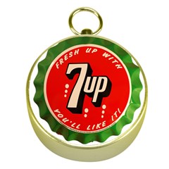 Fresh Up With  7 Up Bottle Cap Tin Metal Gold Compasses by Celenk