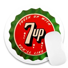 Fresh Up With  7 Up Bottle Cap Tin Metal Round Mousepads by Celenk