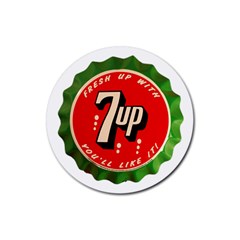 Fresh Up With  7 Up Bottle Cap Tin Metal Rubber Round Coaster (4 Pack)  by Celenk