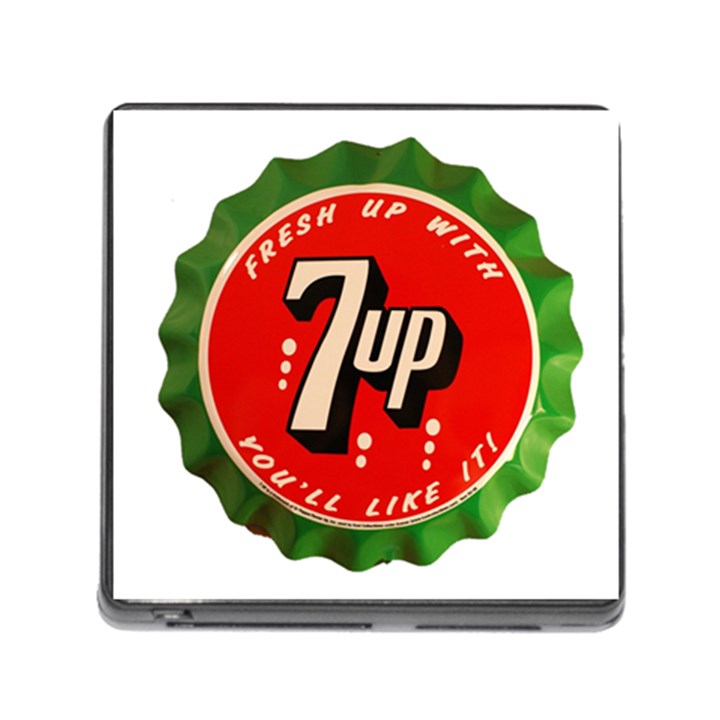 Fresh Up With  7 Up Bottle Cap Tin Metal Memory Card Reader (Square)