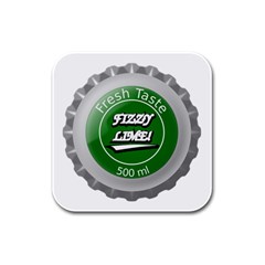 Fresh Taste Fizzy Lime Bottle Cap Rubber Square Coaster (4 Pack)  by Celenk