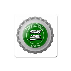 Fresh Taste Fizzy Lime Bottle Cap Square Magnet by Celenk