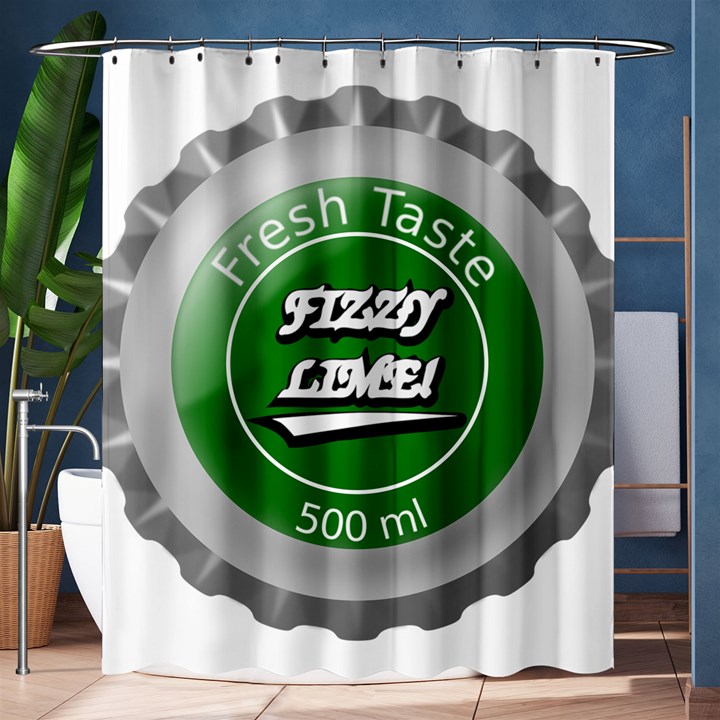 Fresh Taste Fizzy Lime Bottle Cap Shower Curtain 60  x 72  (Medium) 