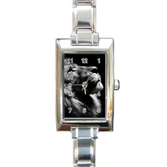 Male Lion Face Rectangle Italian Charm Watch by Celenk