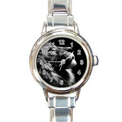 Male Lion Face Round Italian Charm Watch by Celenk