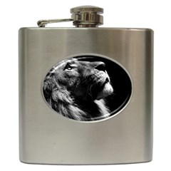 Male Lion Face Hip Flask (6 Oz) by Celenk