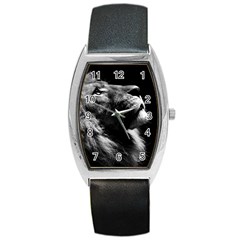 Male Lion Face Barrel Style Metal Watch by Celenk