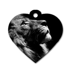 Male Lion Face Dog Tag Heart (one Side) by Celenk