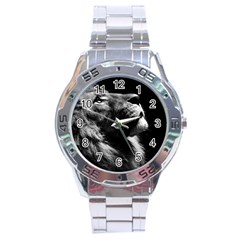 Male Lion Face Stainless Steel Analogue Watch by Celenk