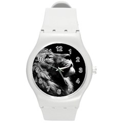 Male Lion Face Round Plastic Sport Watch (m) by Celenk