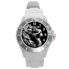 Male Lion Face Round Plastic Sport Watch (l) by Celenk