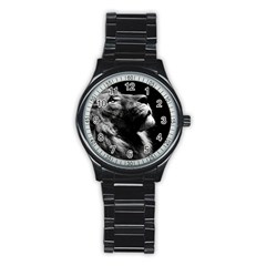 Male Lion Face Stainless Steel Round Watch by Celenk