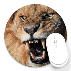 Male Lion Angry Round Mousepads by Celenk