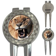 Male Lion Angry 3-in-1 Golf Divots by Celenk