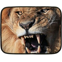 Male Lion Angry Double Sided Fleece Blanket (mini)  by Celenk