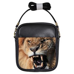 Male Lion Angry Girls Sling Bags by Celenk