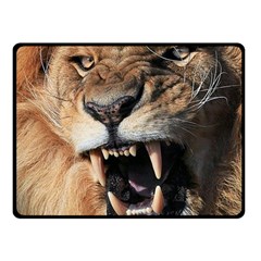 Male Lion Angry Double Sided Fleece Blanket (small)  by Celenk