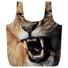 Male Lion Angry Full Print Recycle Bags (l)  by Celenk