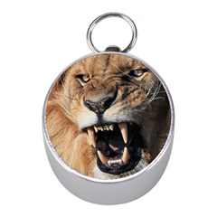 Male Lion Angry Mini Silver Compasses by Celenk