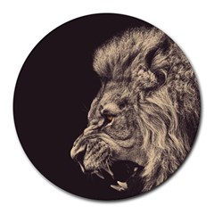 Angry Male Lion Round Mousepads by Celenk