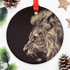 Angry Male Lion Ornament (round) by Celenk