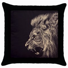 Angry Male Lion Throw Pillow Case (black) by Celenk