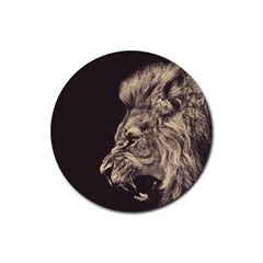 Angry Male Lion Rubber Round Coaster (4 Pack)  by Celenk