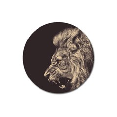 Angry Male Lion Magnet 3  (round) by Celenk