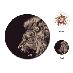 Angry Male Lion Playing Cards (round)  by Celenk