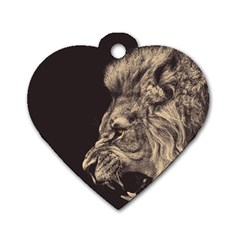 Angry Male Lion Dog Tag Heart (one Side) by Celenk