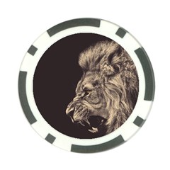 Angry Male Lion Poker Chip Card Guard by Celenk