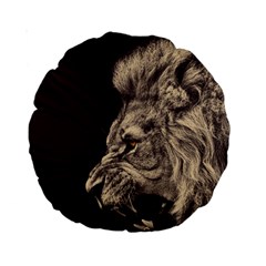 Angry Male Lion Standard 15  Premium Round Cushions by Celenk