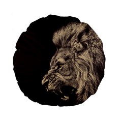 Angry Male Lion Standard 15  Premium Flano Round Cushions by Celenk