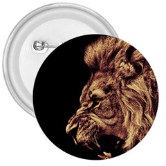 Angry Male Lion Gold 3  Buttons by Celenk