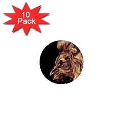 Angry Male Lion Gold 1  Mini Magnet (10 Pack)  by Celenk