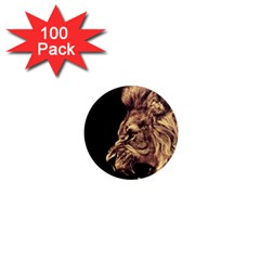 Angry Male Lion Gold 1  Mini Magnets (100 Pack)  by Celenk