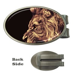 Angry Male Lion Gold Money Clips (oval)  by Celenk