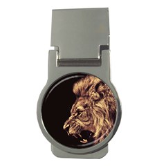 Angry Male Lion Gold Money Clips (round)  by Celenk