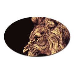 Angry Male Lion Gold Oval Magnet by Celenk