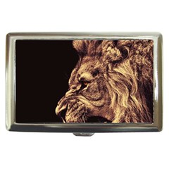 Angry Male Lion Gold Cigarette Money Cases by Celenk