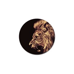 Angry Male Lion Gold Golf Ball Marker by Celenk