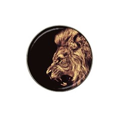 Angry Male Lion Gold Hat Clip Ball Marker by Celenk