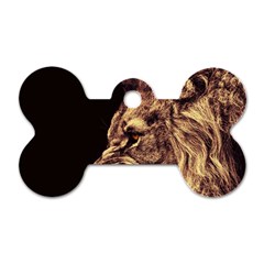 Angry Male Lion Gold Dog Tag Bone (one Side) by Celenk