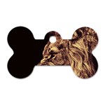 Angry Male Lion Gold Dog Tag Bone (Two Sides) Front